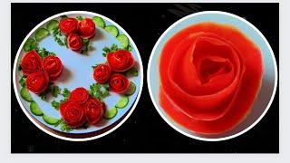 Refreshing tomato salad /Cucumber,tomato salad idea/ Summer Salads/tomato salad/Tomato Rose Garnish