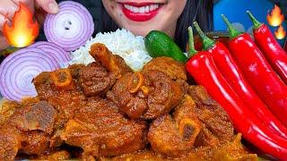 ASMR SPICY MUTTON CURRY, RED HOT CHILI, BASMATI RICE MUKBANG MASSIVE Eating Sounds