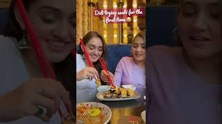 Didi tried sushi for the first time | YouTube Shorts | Shorts | Sharma sisters | #siblings #shorts