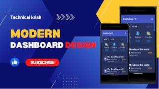 Modern Android Dashboard UI design | UI design | Android Studio | Technical krish.