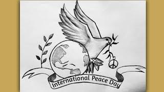 Peace Day - World Peace Poster - Peace Drawing - International Peace Day 2020 - Easy Pencil Sketch