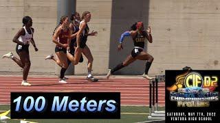 2022 TF - CIF-ss Prelims (D2) - 100 Meters (Girls, 5 Heats)