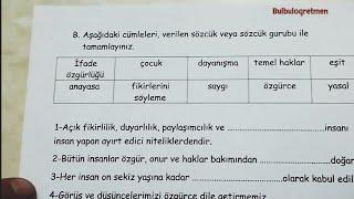 4.sınıf insan hakları 1.dönem soru çözümleri  @Bulbulogretmen  #4sınıf #insan #insanhakları #keşfet