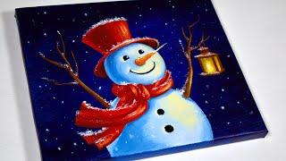 Snowman Painting | Winter Painting | Snowman Painting Tutorial