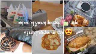 vlog:Doing my healthy grocery shopping sushi|My protective cute hair style||Kea kwanaite #300subs