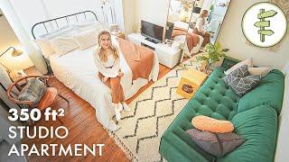Tiny Studio Apartment Tour with Beautiful Interior & Clever Use of Space - 350ft² / 33m²