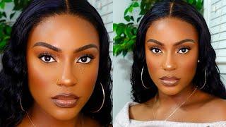 DETAILED MAKEUP TUTORIAL ||HOW TO DO THE TRENDY LOW-CONTRAST MAKEUP FOR BLACK/BROWN SKIN