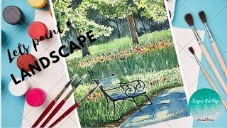 HOW TO PAINT A GARDEN LANDSCAPE WITH WATERCOLOR