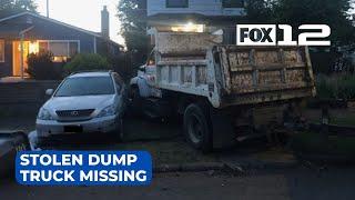 Stolen dump truck missing after thief crashes into 4 cars in Portland