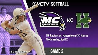 Montgomery College Raptors Softball vs Hagerstown Community College Hawks Game 2