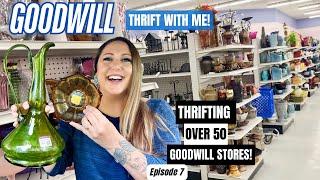 THE SHELVES WERE OVERFLOWING! THRIFTING OVER 50+ GOODWILL THRIFT STORES! Thrift With Me Episode 7