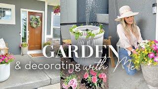 GARDENING and  DECORATING WITH ME || SUMMER FLORAL FRONT PORCH DECOR INSPO || PLANTING VEGETABLES