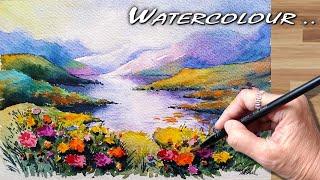  Mountains and Lake Watercolor Landscape Painting Tutorial | जलरंग निसर्गचित्र पेंटिंग