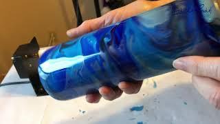 Alcohol Ink Swirl Tumbler with Piñata White in the Resin Under Blue & Silver Inks - Will It Swirl?!