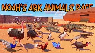 100 Birds VS 100 Reptiles Animals Race in Noah's Ark Planet Zoo included Ostrich, Crocodile, Chicken