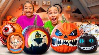 Cali Paints Pumpkins for Halloween! 