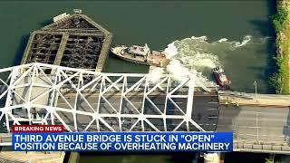 Third Avenue Bridge stuck in 'open' position due to overheating machinery