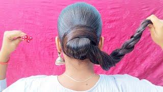 Very Oily Hair! Bun Hairstyle For Long Hair Girls \ Self Everyday Hairstyles For Girls \ Attractive