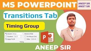 MS Powerpoint - Transitions Tab - Timing Group - Sound Duration On Mouse Click Apply To All After