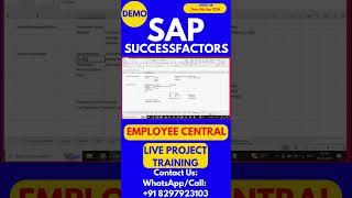 SAP SuccessFactors Employee Central Training Video 48: 8 Sep 2024 #sapsuccessfactorstraining