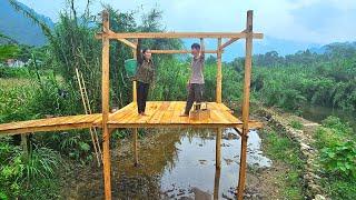 The journey of building a hut during the rainy season. The 2nd day of hard work for KONG & NHAT