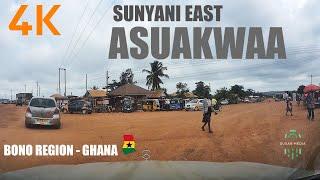 Asuakwaa Drive Tour in the Sunyani East Bono Region of Ghana 4K