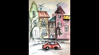 Городской пейзаж. Графика.