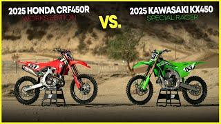 (2025 Honda CRF450RWE) vs. (2025 Kawasaki KX450SR)