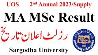 MA MSc 2nd Annual 2023 Result UOS | MA MSc Supply 2023 Result UOS | MA MSc Result UOS