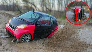 Smart Car Tips over Mudding