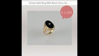 Yellow Gold Ring With Black Onyx And Diamond Stone