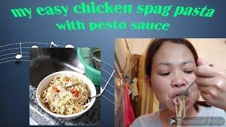 My easy chicken spag pasta with pesto sauce