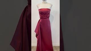 Burgundy pleated evening dress  #satinfabric #creative #fashion  #usatiktok