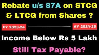 Tax on STCG and LTCG on sale of Shares & MFs if income below Rs 5 Lakh II Complete Information II