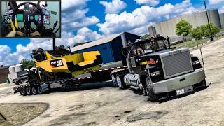 Hauling BIG Asphalt Paver in American Truck Simulator Gameplay - Moza R21 Setup