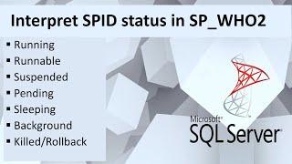 Interpret SPID status in SP_WHO2 | Running, Runnable, Suspended, Pending SPIID in SQL Server| Ms SQL