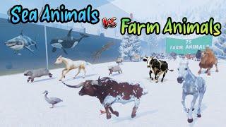 75 Sea Animals VS 75 Farm Animals Race in Planet Zoo included Shark, Whale, Dolphin, Sheep & Cow