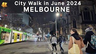 Walking Around Melbourne City in June 4K Video