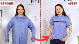 How to upcycle a men's shirt to fit a woman? (Step-by-step)