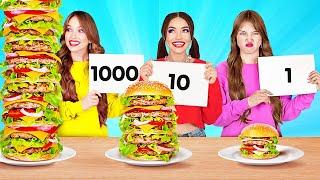 DESAFIO ESCAPANDO DE 100 CAMADAS DE ALIMENTOS || Truques alimentares incríveis por 123 Go!