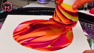 SUMMER SUNSET - Chameleon Cell Acrylic Pour Painting at Home