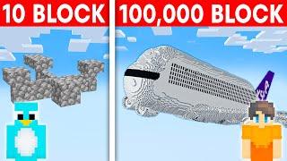 10 Block vs 100,000 Block Airplane Build Challenge in Minecraft