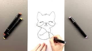 How to draw a fox cub?  Kawaii fox