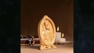 Hand Carved Wood Jesus Christ Blessing's Relief, Religious Catholic Statue, Wooden Religious Gift...