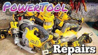 Another Big load of Dewalt cordless tools in for Repair. Let's see what can be, and is worth fixing.