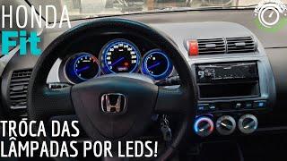 Troca das lâmpadas painel Honda Fit Old! Sai âmbar, entra azul e branco 