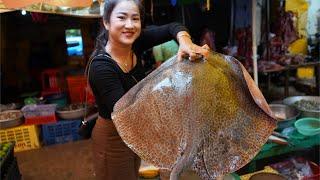 Wow, Big stingray cooking by Mommy chef - Yummy stingray recipes - Countryside life TV