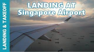 LANDING SINGAPORE CHANGI AIRPORT Onboard Singapore Airlines Airbus A350 - Short Final Approach