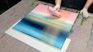 Abstract acrylic painting | Create colour gradient, glaze, let colour flow