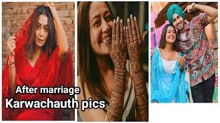 Neha Kakkar & Rohanpreet after marriage Karwachauth Pics || Natural beauty on duty ||